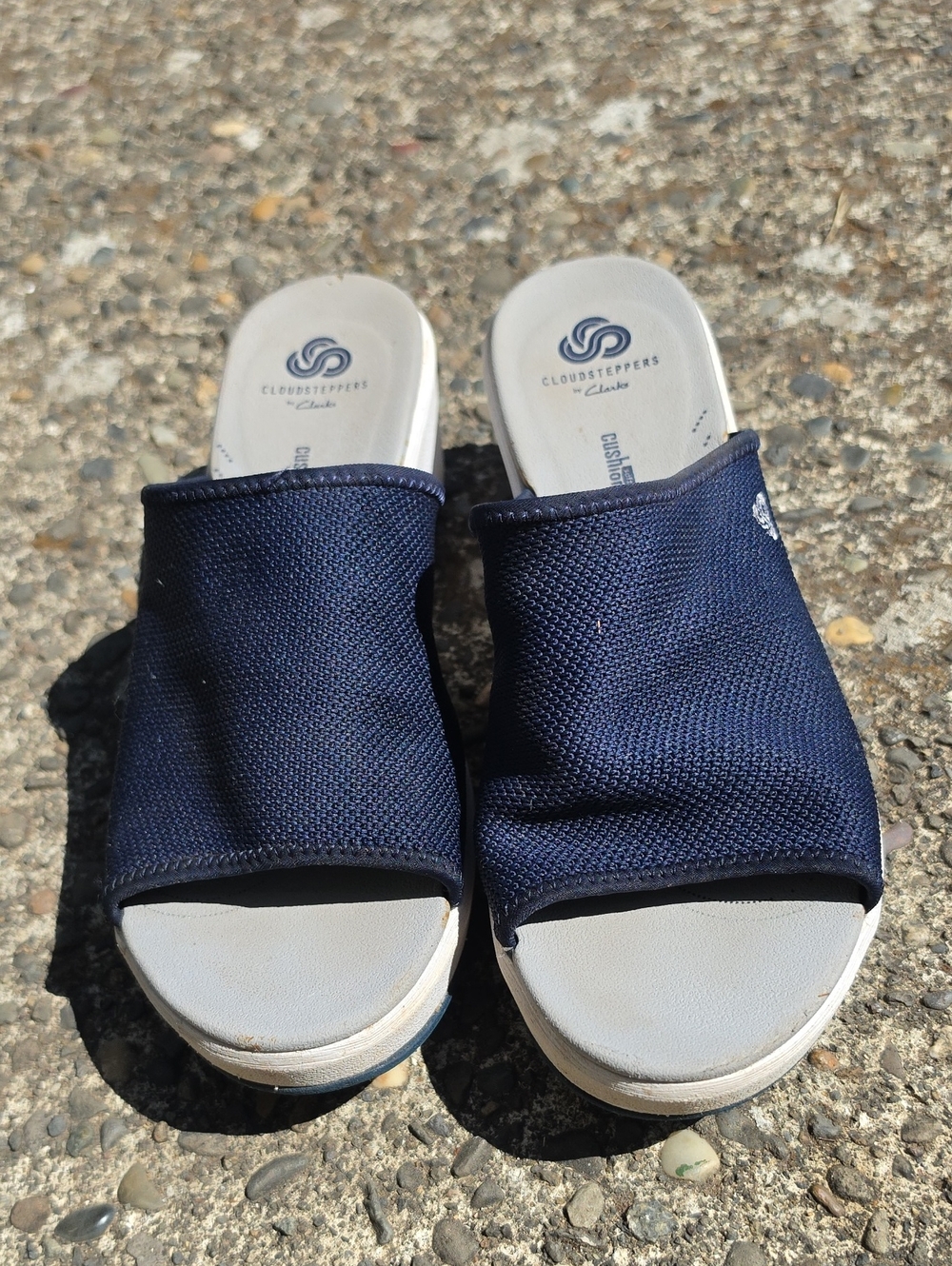 Cloudsteppers by Clarks Navy Open-Toe Slide Mules